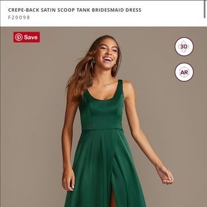 David’s bridal crepe back satin scoop tank bridesmaid dress sz 10 color juniper